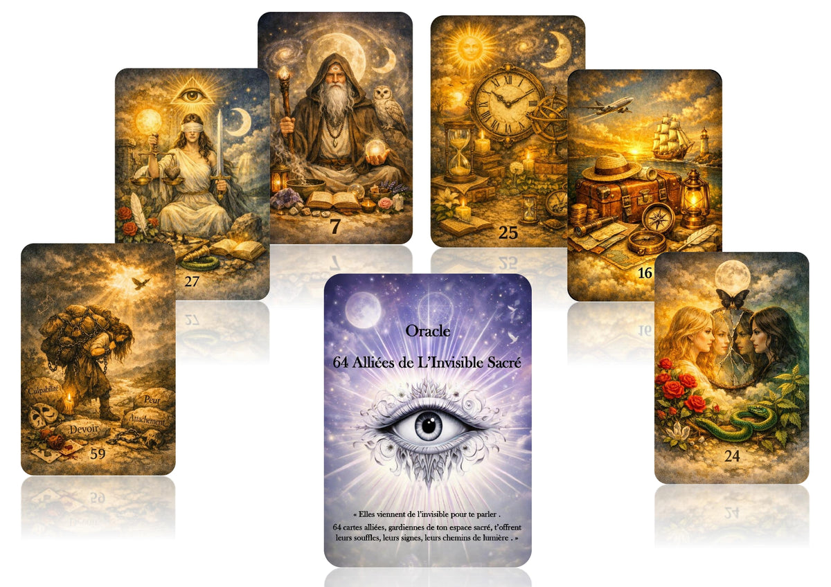 Jeu d'oracle 64 Alliées de L'Invisible sacré -64 cartes