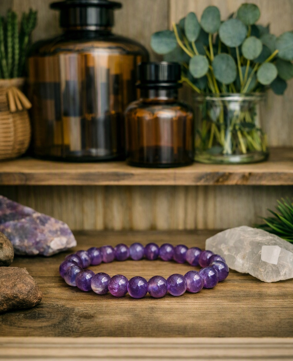 Bracelet en Améthyste 8mm -Protection ,Sagesse ,Élévation spirituelle