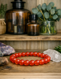 Bracelet en Cornaline rouge 8mm- vitalité , Confiance ,Élan créatif